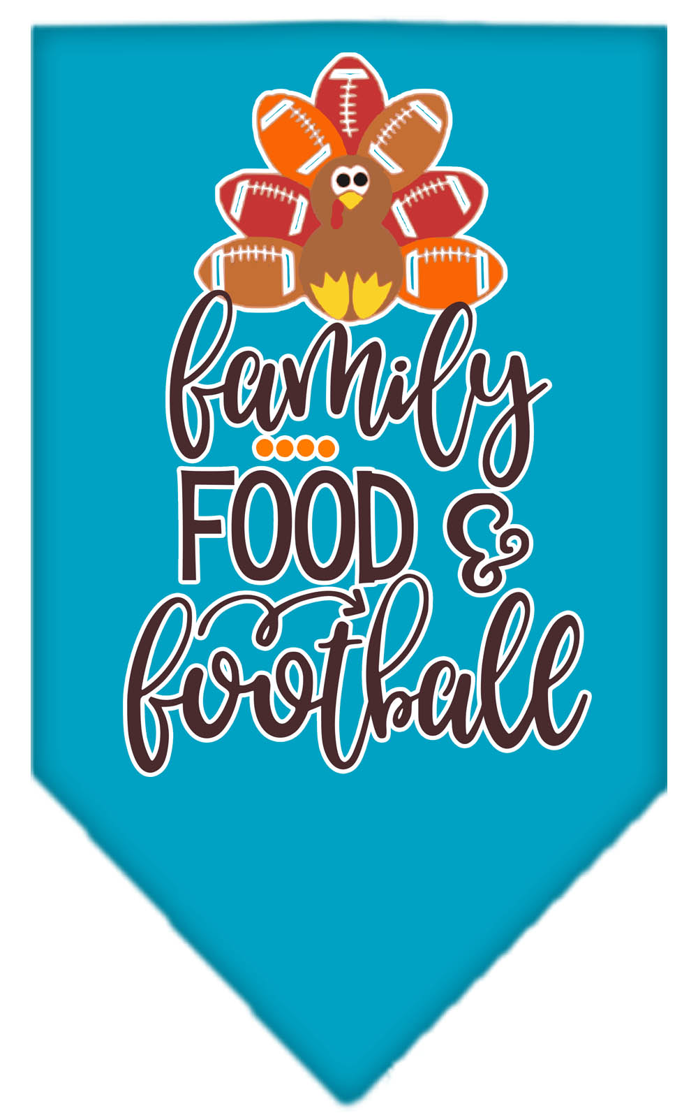 Family, Food, and Football Screen Print Bandana Turquoise Large